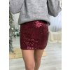 Flitrovaná minisukňa - BORDOVÁ