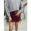 Flitrovaná minisukňa - BORDOVÁ