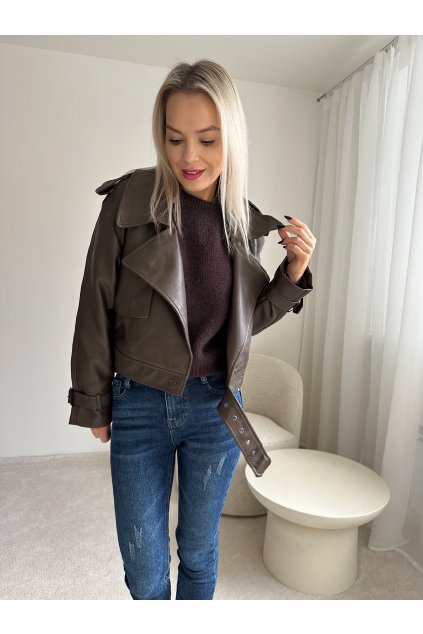 Koženková bunda čokoládová