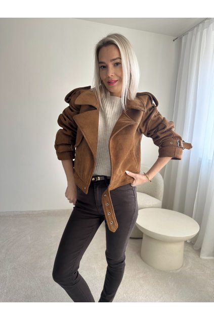 Hnědá semišová bunda