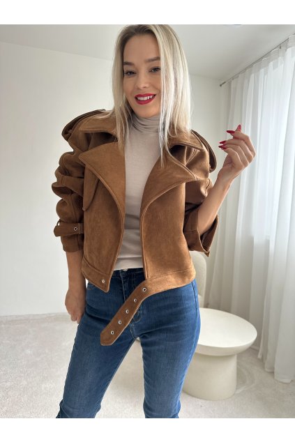 Hnědá semišová bunda