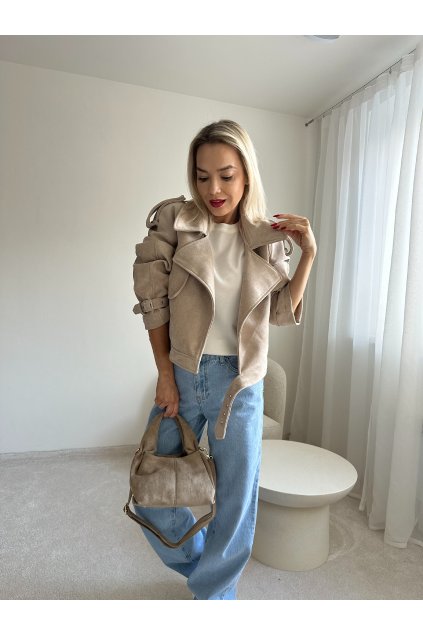 Béžová semišová bunda