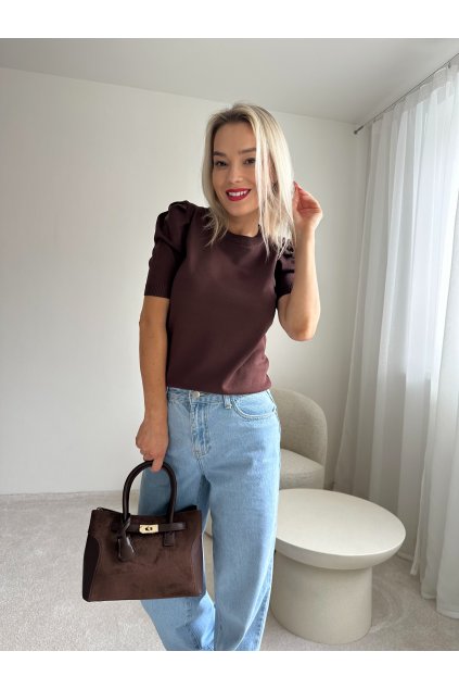 Svetřík s krátkým rukávem Lucy čokoládový
