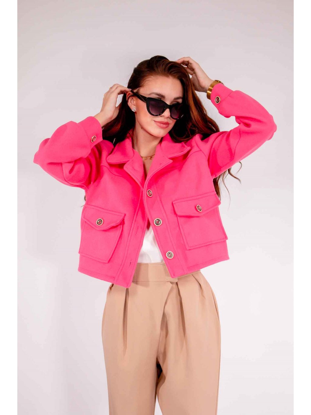 Růžový crop kabátek Lily