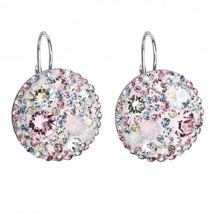Stříbrné visací kulaté náušnice s krystaly Swarovski 31161 (Barva krystalů Fialový Violet)