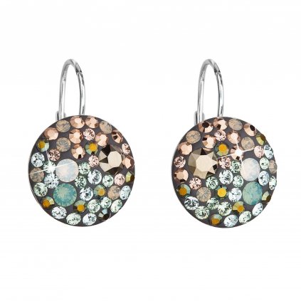 Stříbrné visací kulaté náušnice s krystaly Swarovski 31176.4 (Barva krystalů Galaxy)