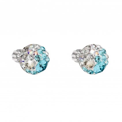 Stříbrné kulaté náušnice pecky s krystaly Swarovski 31336 (Barva krystalů Hematite)