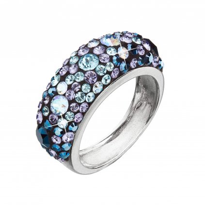 Stříbrný prsten s krystaly Swarovski modrý Blue Style 35031.3 (Velikost 58)