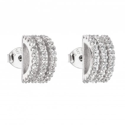 201021 stribrne nausnice obloucku se zirkonem v bile barve 11007
