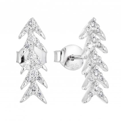201039 stribrne nausnice sipky s kubickymi zirkony v bile barve 11014