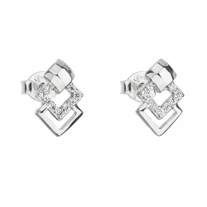 201042 stribrne nausnice s kubickymi zirkony v bile barve 11015