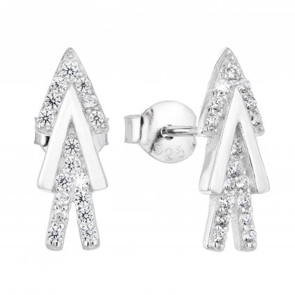 201051 stribrne nausnice sipky s kubickymi zirkony v bile barve 11018