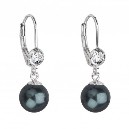 201126 stribrne nausnice visaci s perlou swarovski zelene kulate 31196 tahiti