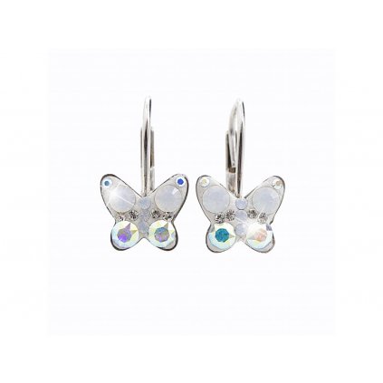 14547 stribrne nausnice klapky motyl a krystaly swarovski white male stribro 925 1000