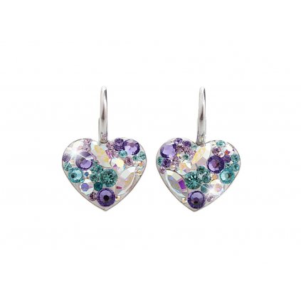 14685 stribrne nausnice klapky srdce s krystaly swarovski purple stredni stribro 925 1000