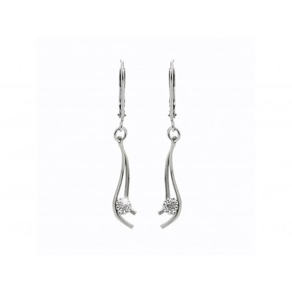14730 stribrne nausnice klapky s priveskem dvou vlnek svirajicich kulicku s krystaly swarovski crystal stribro 925 1000