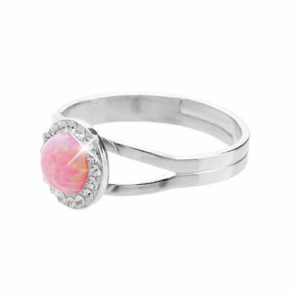 16936 stribrny prsten s kulatym opalem a krystaly swarovski rose maly stribro 925 1000