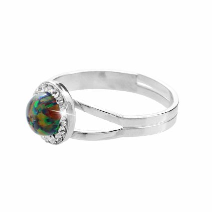 16948 stribrny prsten s kulatym opalem a krystaly swarovski vitrail medium maly stribro 925 1000