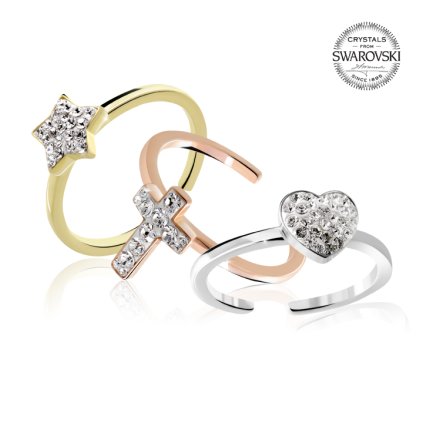14817 prsteny v barve zlata ruzoveho zlata a stribra s ruznymi tvary a s krystaly swarovski crystal stribro 925 1000