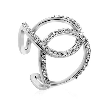 14889 stribrny prsten dva obloucky propojene do sebe osazeny krystaly swarovski crystal stribro 925 1000