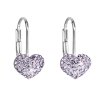 Stříbrné náušnice visací srdce s krystaly Swarovski 31125 (Barva krystalů Violet)