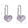 Stříbrné náušnice visací srdce s krystaly Swarovski 31125 (Barva krystalů Violet)