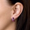 Stříbrné visací náušnice půlkruh s krystaly Swarovski 31164 (Barva krystalů Cherry)