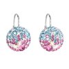 Stříbrné visací kulaté náušnice s krystaly Swarovski 31176 (Barva krystalů Water Lilly)