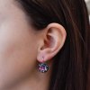 Stříbrné visací kulaté náušnice s krystaly Swarovski 31176.4 (Barva krystalů Galaxy)