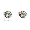 Stříbrné kulaté náušnice pecky s krystaly Swarovski 31336 (Barva krystalů Hematite)