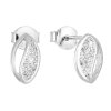 201030 stribrne nausnice listku s kubickymi zirkony v bile barve 11011