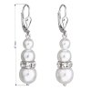 201090 2 stribrne nausnice visaci se syntetickymi perlami a krystaly swarovski bile kulate 31150