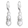 201090 stribrne nausnice visaci se syntetickymi perlami a krystaly swarovski bile kulate 31150