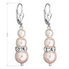 201096 2 stribrne nausnice visaci se syntetickymi perlami a krystaly swarovski ruzove kulate 31150