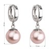 201105 2 stribrne nausnice visaci s perlou swarovski ruzove kulate 31151