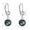 201126 2 stribrne nausnice visaci s perlou swarovski zelene kulate 31196 tahiti