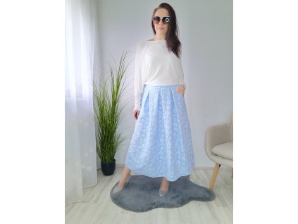 Sukně s kvítky Lili / Světle modrá