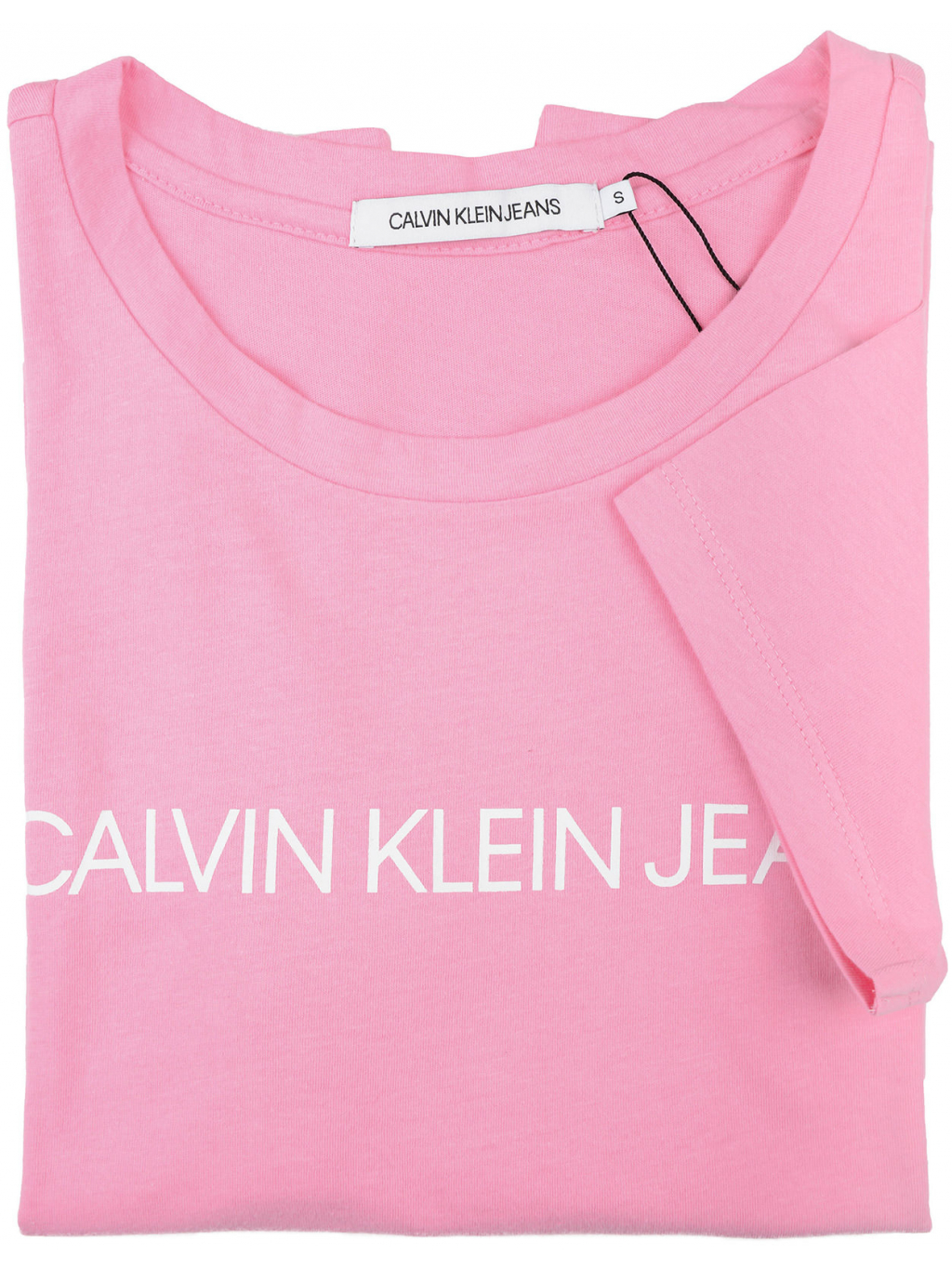 Dámské růžové tričko s nápisem Calvin Klein Jeans - Fashion Shack