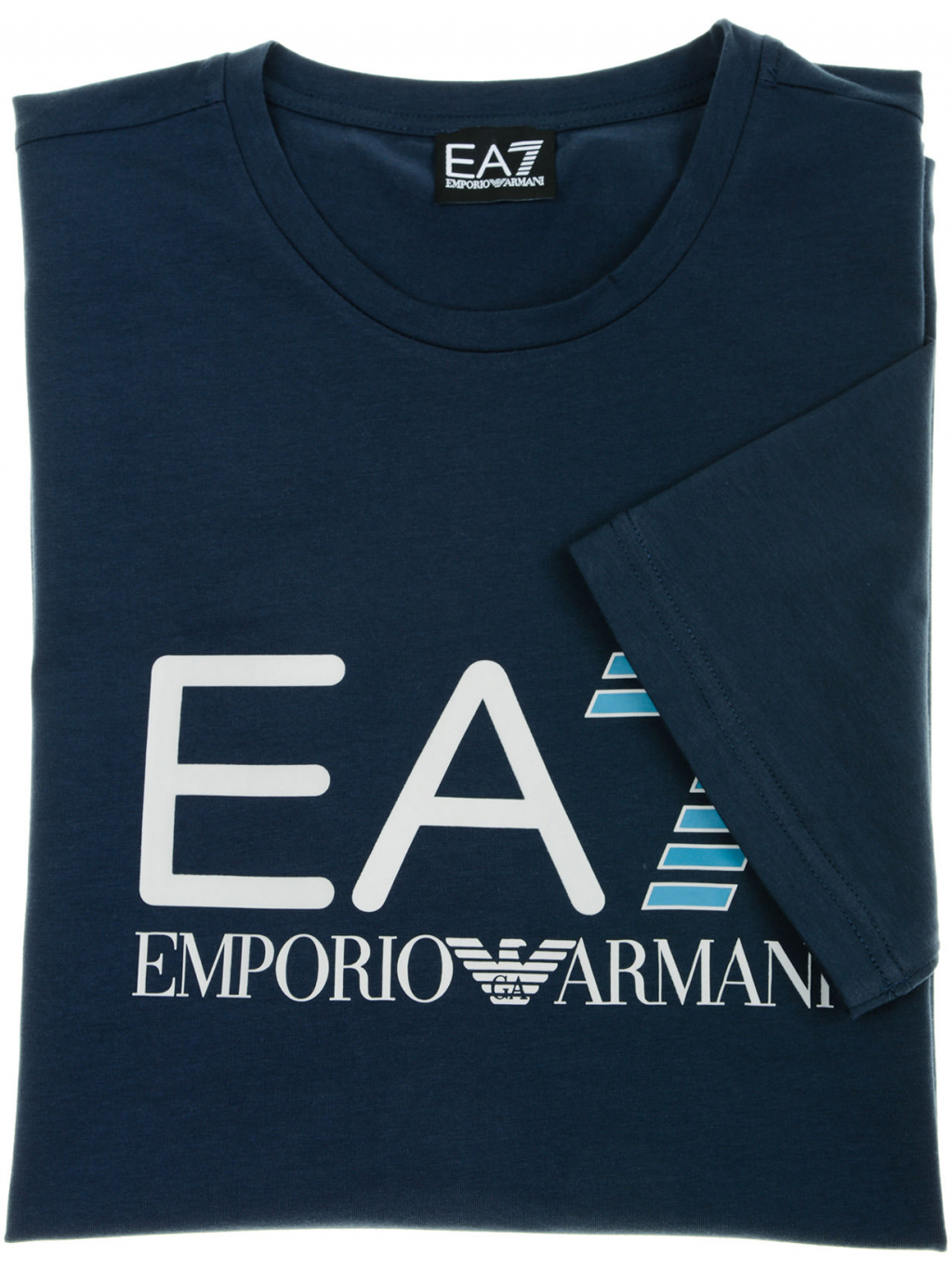 Pánské modré tričko s plastickým potiskem Emporio Armani - Fashion Shack