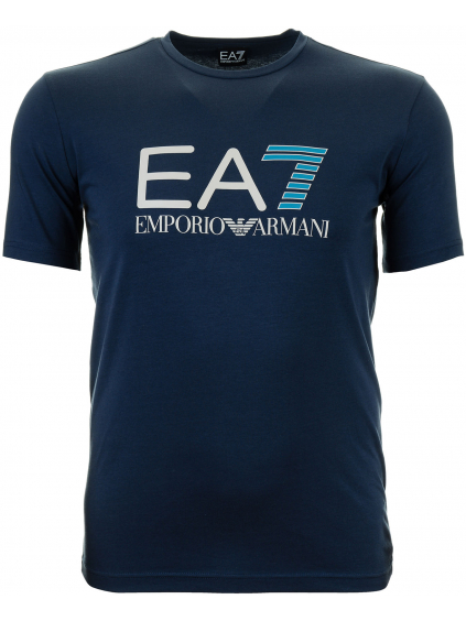 Pánské modré tričko s plastickým potiskem Emporio Armani