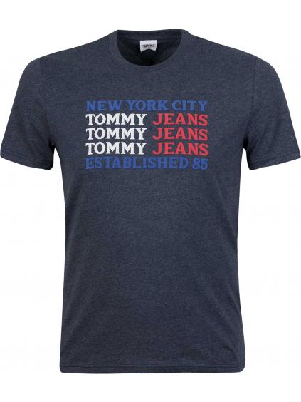 Modré tričko Tommy Jeans s plastickým potiskem
