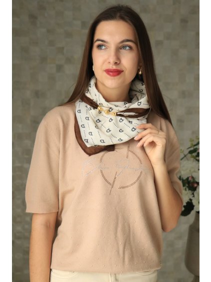 Hnědo-béžový šátek na magnet