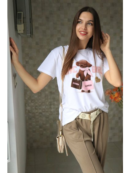 Bílé tričko s pejskem vel. UNI