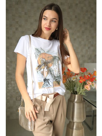 Bílé tričko s potiskem vel. S/M
