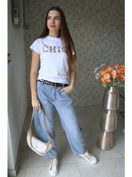 Bílé tričko Paris Chic vel. M/L