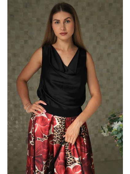 Černý saténový top