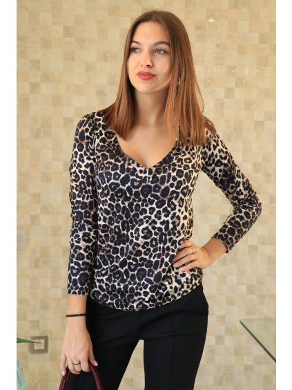 Leopardí halenka s výstřihem
