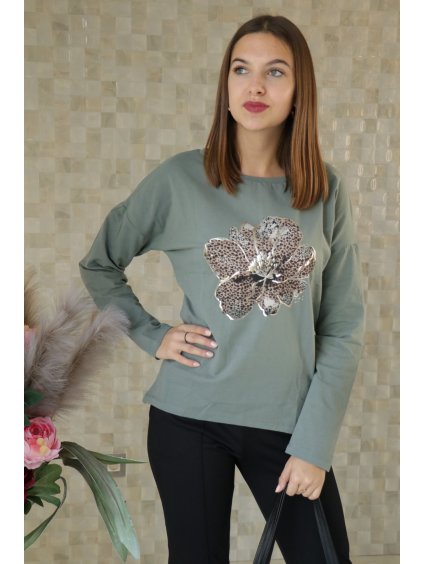 Olivová halenka s leopardím vzorem