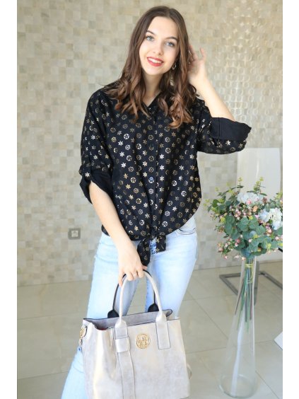 Elegantní černá košile s luxusním designem