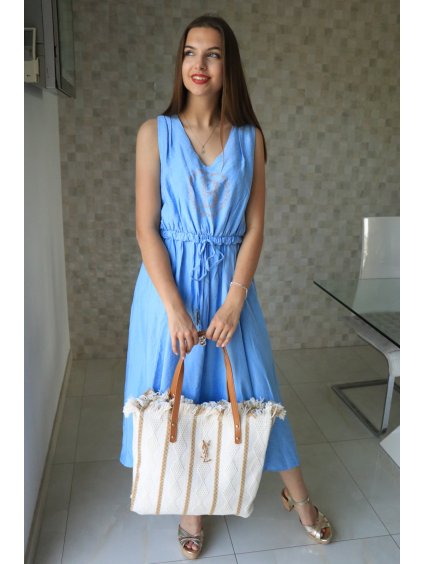 Modré šaty s kamínky vel. UNI